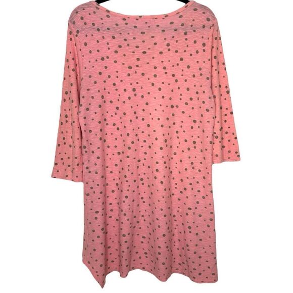 Cut Loose Pink Polka Dot Linen Cotton Lagenlook Blouse Shirt Hi Low Tunic Large - Picture 6 of 6